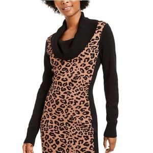 BCX Body Con Leopard Dress Cowl Neck Medium